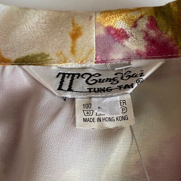 Button Front Watercolor Floral Jacket in a Silky Sheer Finish - Picture 3 of 7